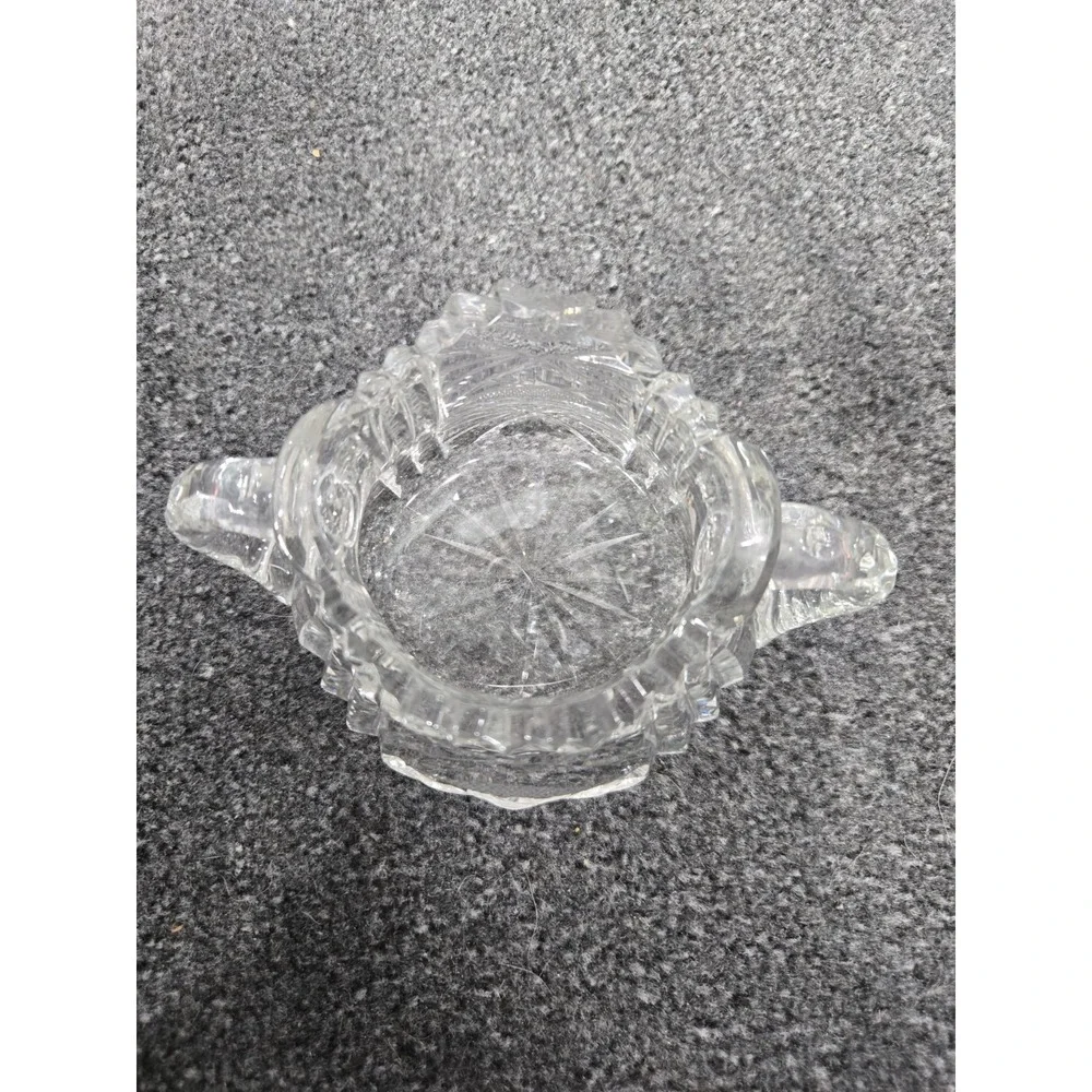EAPG US Glass MINNESOTA #15055 Clear Toothpick Holder 3-hdld scalloped sawtooth